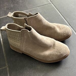 Kids Suede Ankle Booties in Light Tan